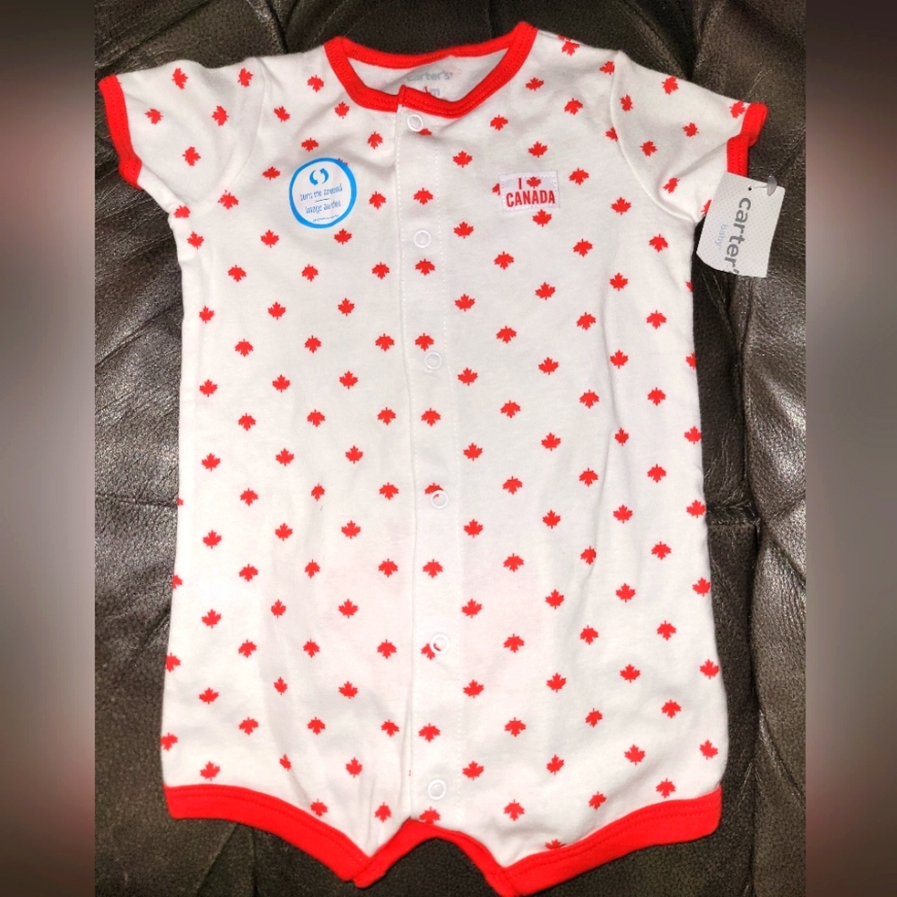 🆕️ Carter's "I Love Canada" Maple Leaf Print Cotton Onesie